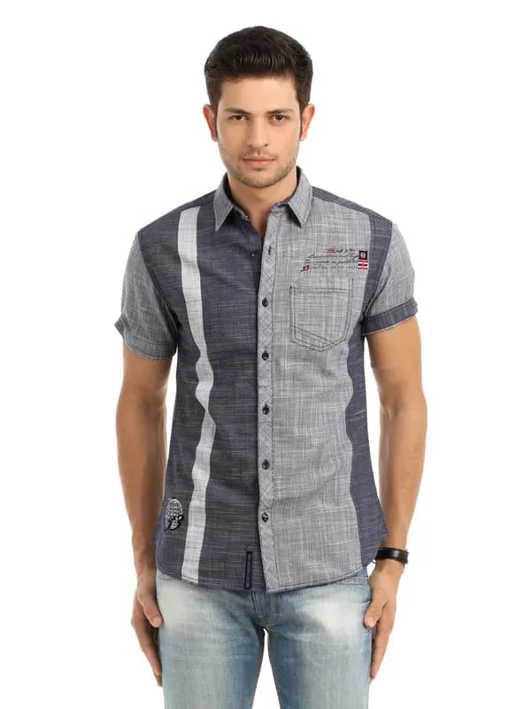 Locomotive Men Navy Blue Shirt