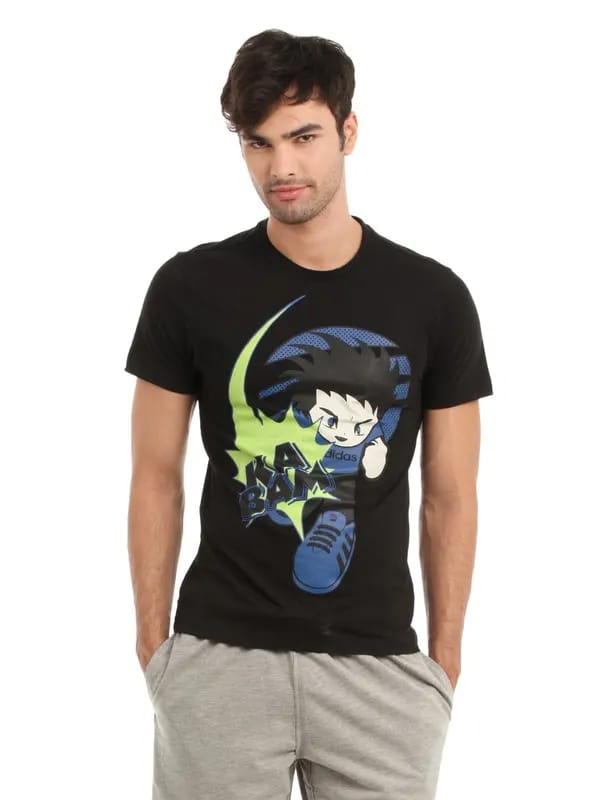 ADIDAS Men Black Printed T-shirt