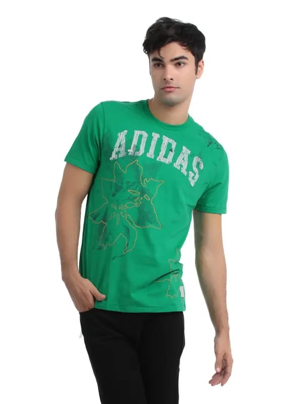 ADIDAS Men Green Printed T-shirt