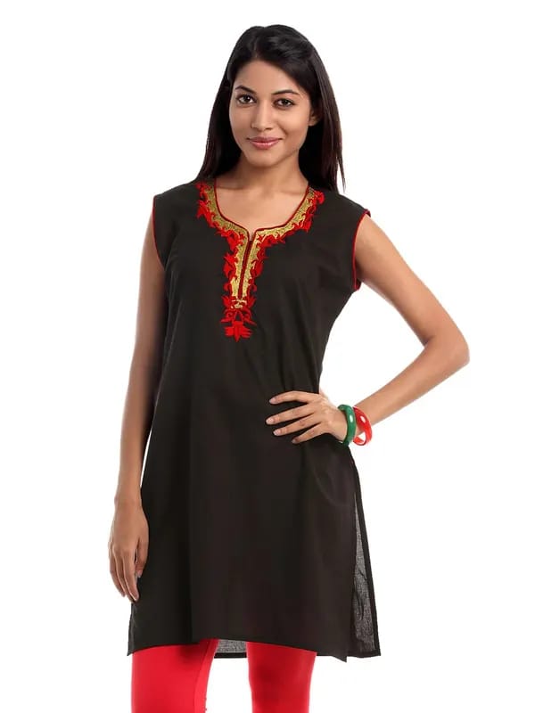 Shree Women Black Embroidered Kurta