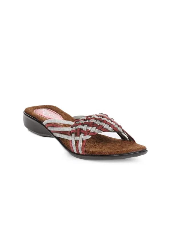 Portia Women Silver & Maroon Flats
