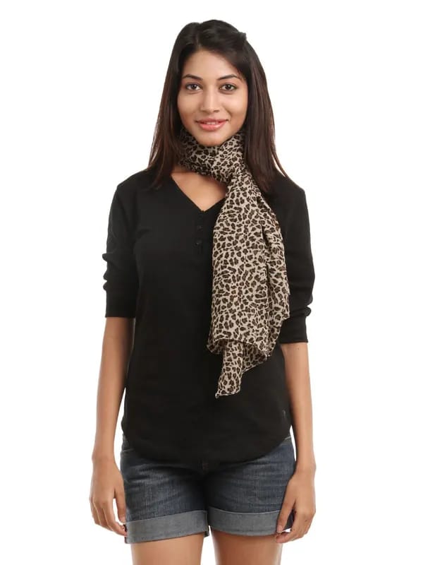Femella Women Brown Leopard Print Scarf