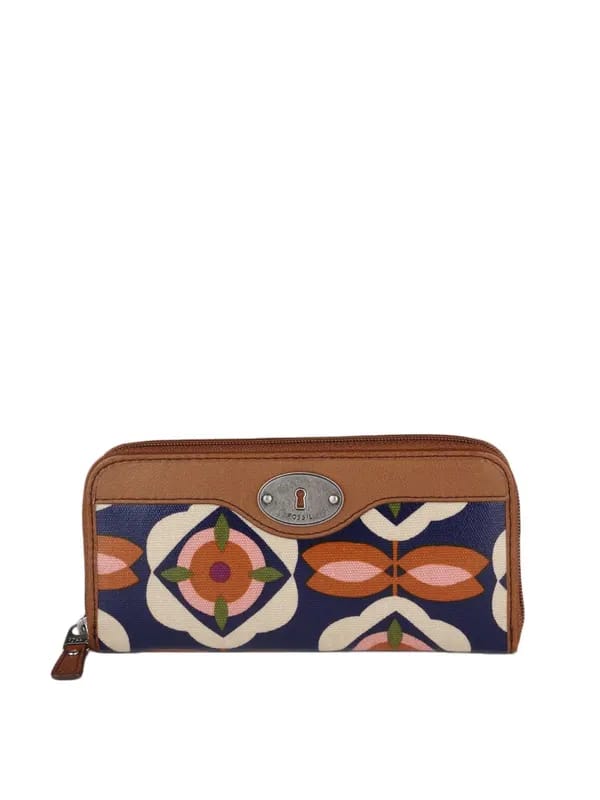 Fossil Women Blue Floral Print Wallet