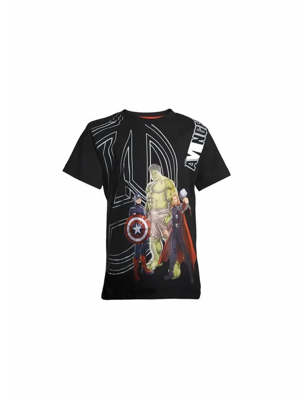 Avengers Boys Black Printed T-shirt