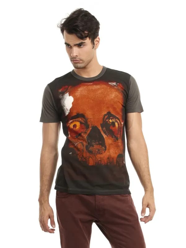 French Connection Men Grey Printed T-shirt