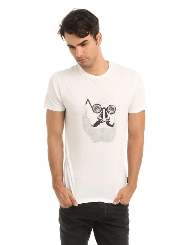 French Connection Men White Printed T-shirt