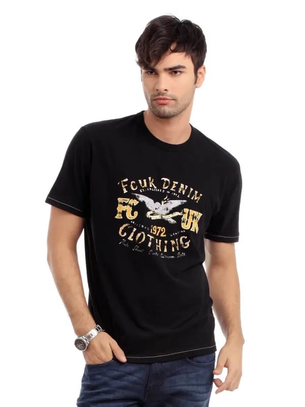 French Connection Men Black Printed T-shirt