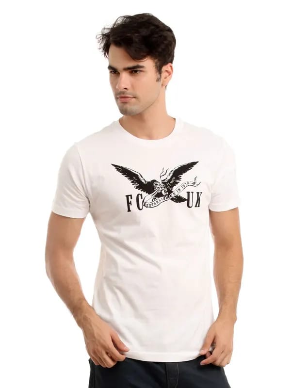 French Connection Men White Printed T-shirt