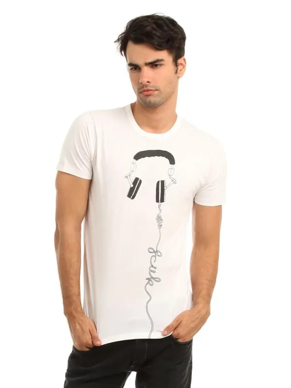 French Connection Men White Printed T-shirt