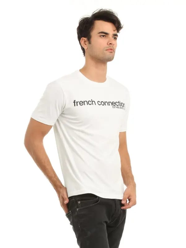 French Connection Men White Printed T-shirt