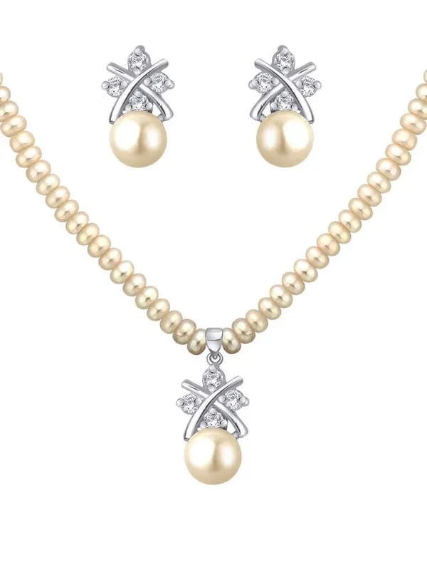 Miki Pearl Women Ivory Jewellery Set