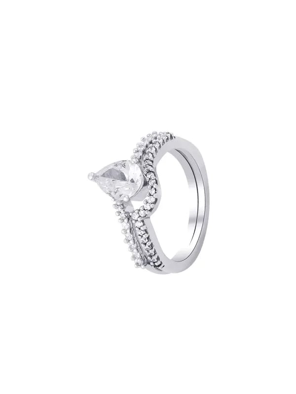 Lucera Women Set of Two Silver Ring