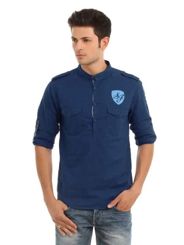 Spykar Men Navy Blue Shirt