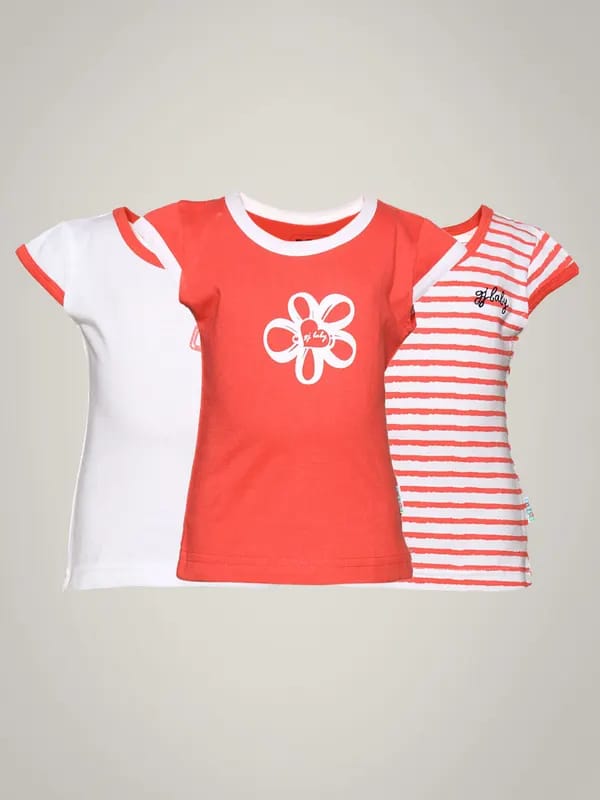 Gini and Jony Girl's Viona Pack of 3 Tee Kidswear