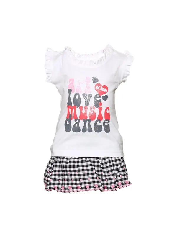 Gini and Jony Girl's Veata White Black Pink Kidswear