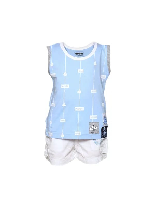 Gini and Jony Boy's Karsen Blue White Infant Kidswear