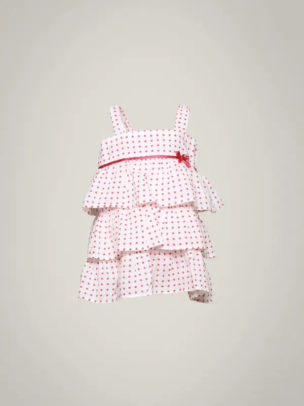 Gini and Jony Girl's Vanya White Polka Dot Kidswear