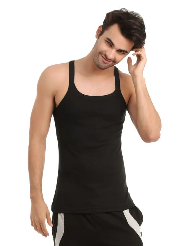 Hanes Men Black Innerwear Vest