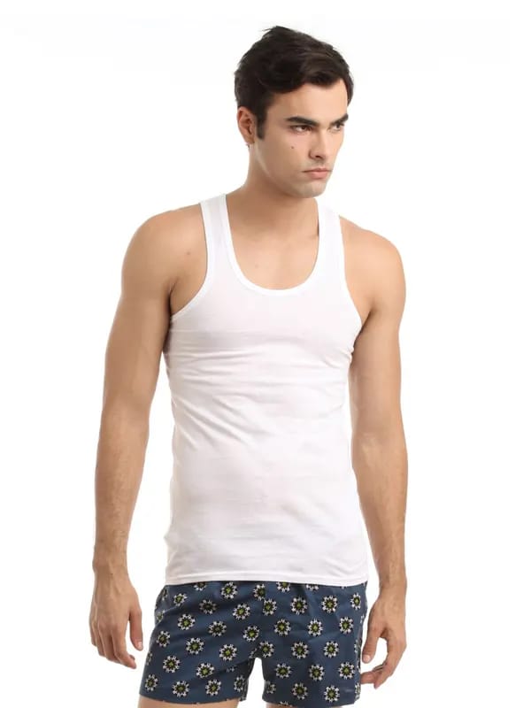 Hanes Men Pack of 2 White 100% Cotton Sleeveless Vests