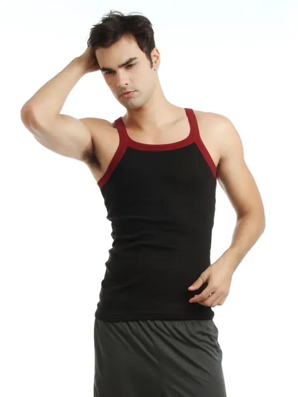 Hanes Men Black Innerwear Vest