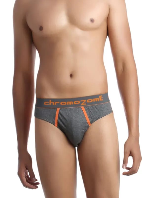 Chromozome Men Grey & Orange Brief