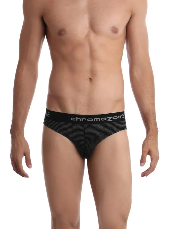 Chromozome Men Black Striped Brief