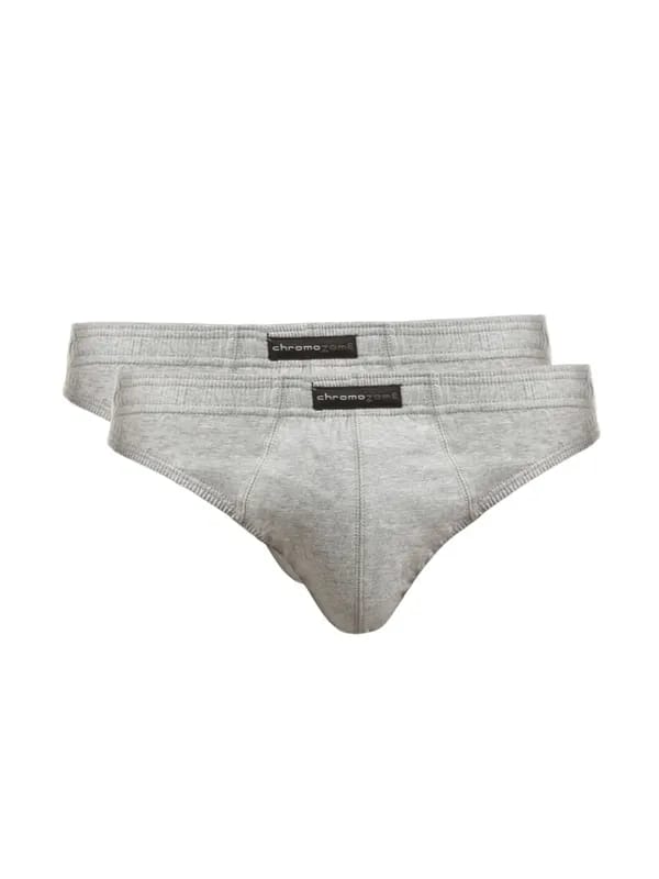 Chromozome Men Grey Melange Pack of 2 Briefs