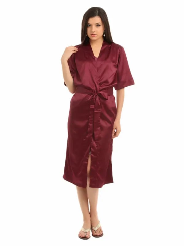 Enamor Women Maroon Robe