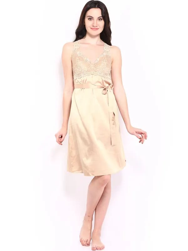 Enamor Women Beige Nightdress