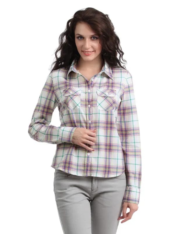 Myntra Women White Check Shirt