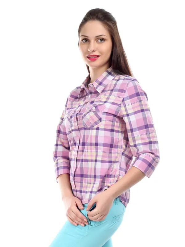 Myntra Women Pink Checked Casual Shirt