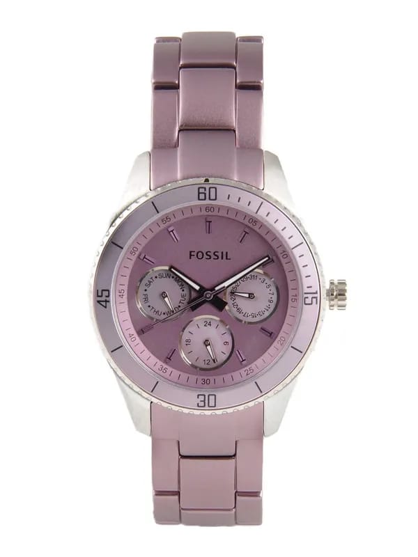 Fossil Women Purple Dial Chronograph Watch ES3038