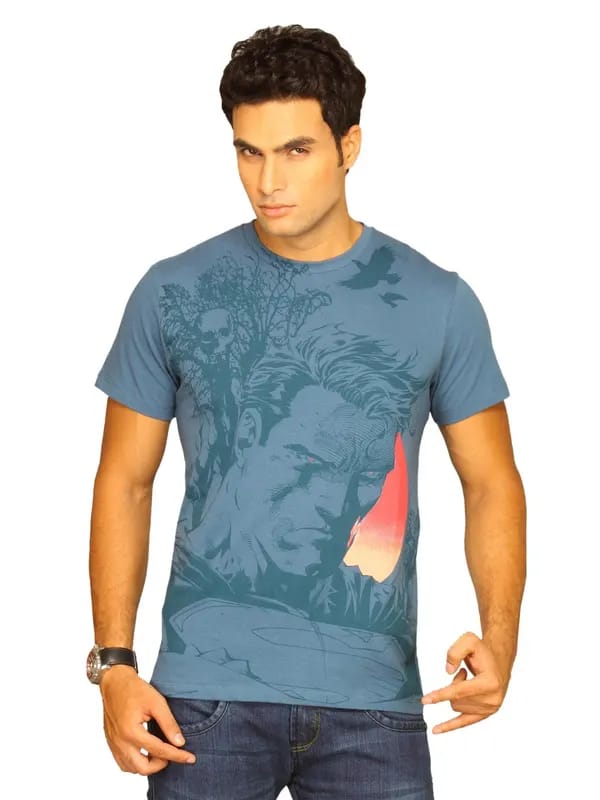 Superman Men's Anger Moon Blue T-shirt