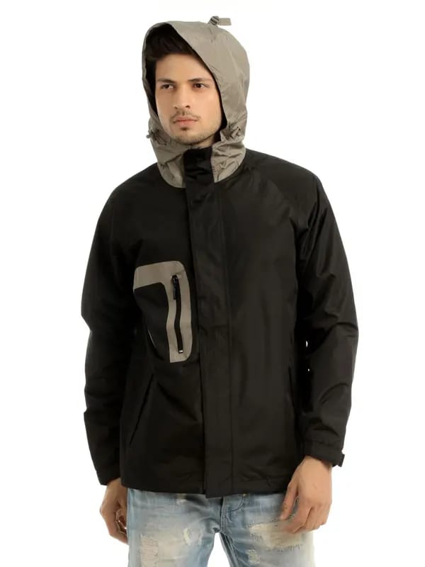 Just Natural Unisex Black Rain Jacket