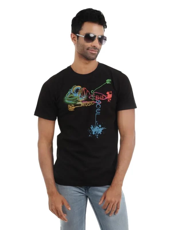 Myntra Men Black Printed T-shirt