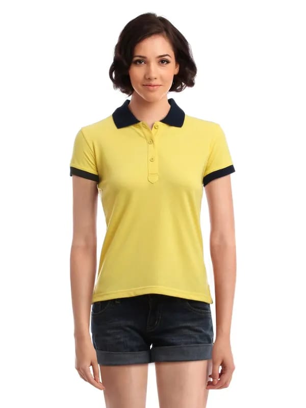 Femella Women Yellow Polo T-Shirt