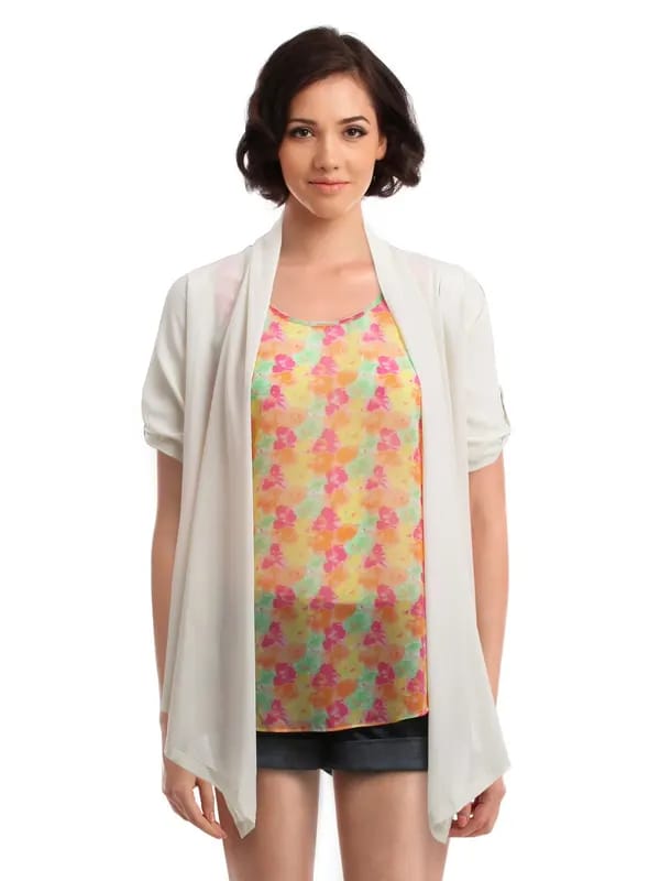 Femella Women Off White Summer Cape Top
