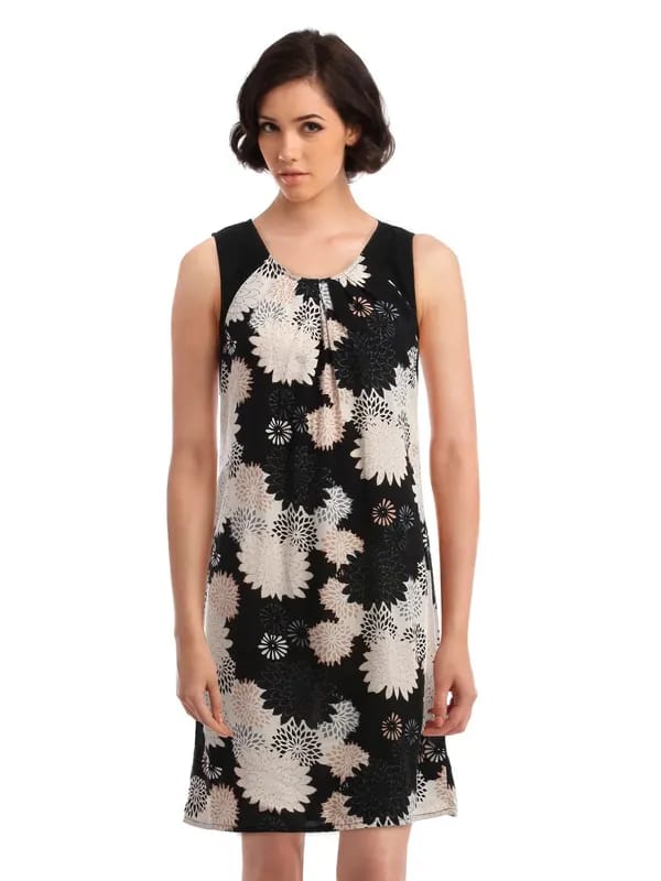Femella Women Black Pleated Dress