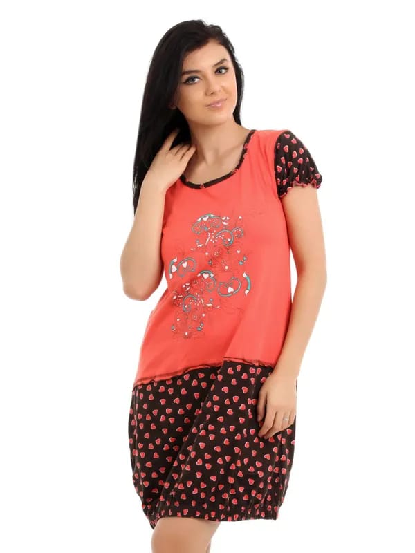 Red Rose Women Orange Nightdress
