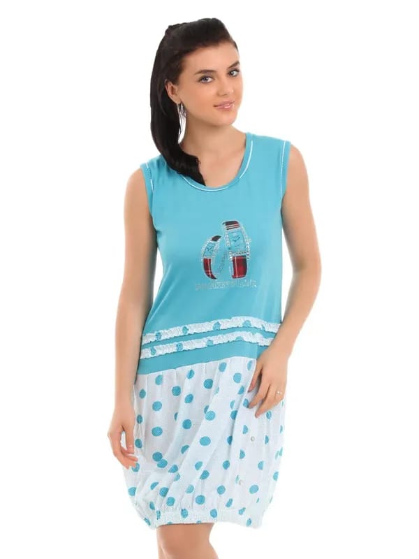 Red Rose Women Blue Nightdress