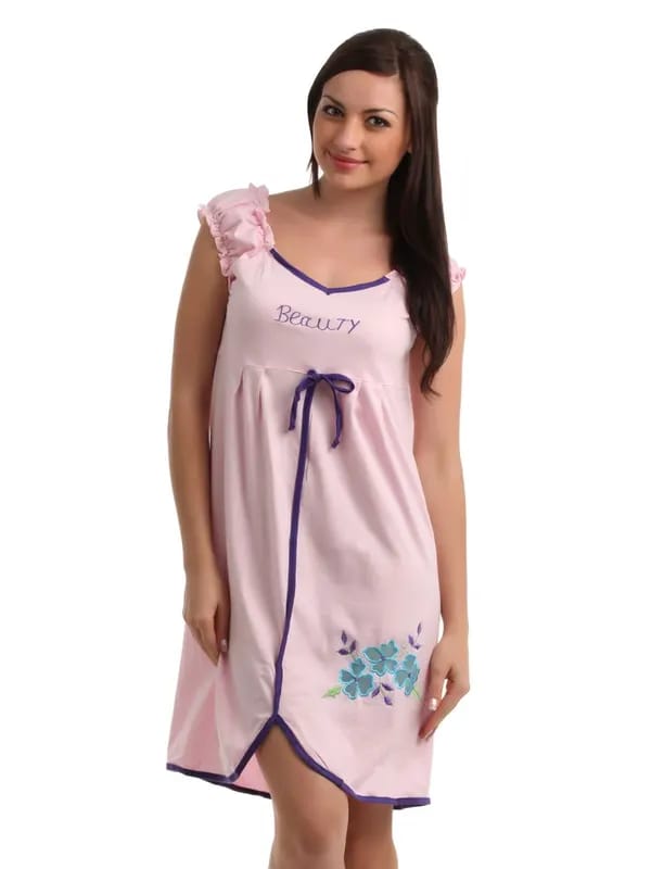 Red Rose Women Pink Nightdress