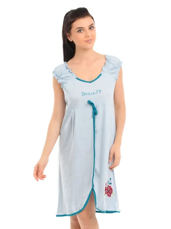 Red Rose Women Blue Nightdress