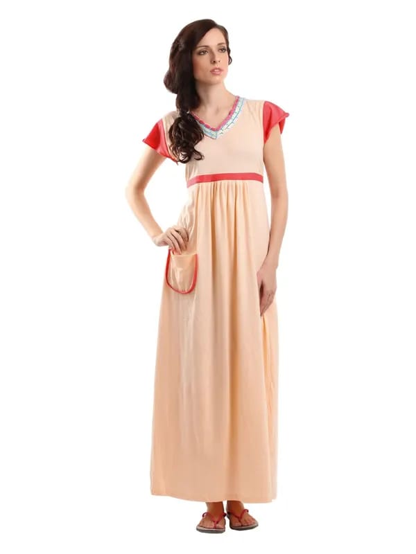 Red Rose Women Peach Nightdress