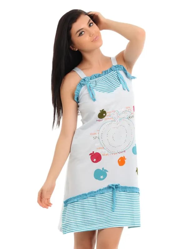 Red Rose Women Blue Nightdress