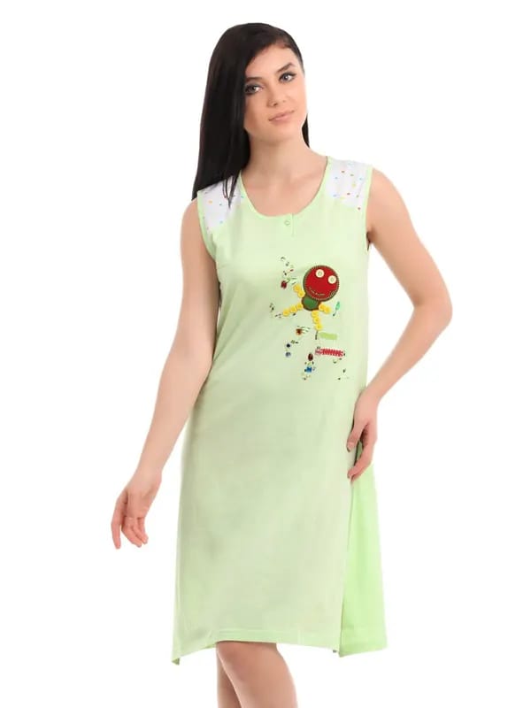 Red Rose Women Green Nightdress