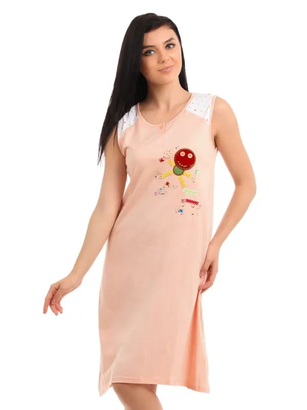 Red Rose Women Peach Nightdress