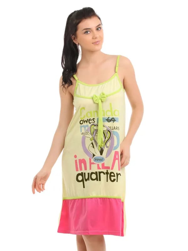 Red Rose Women Yellow Nightdress