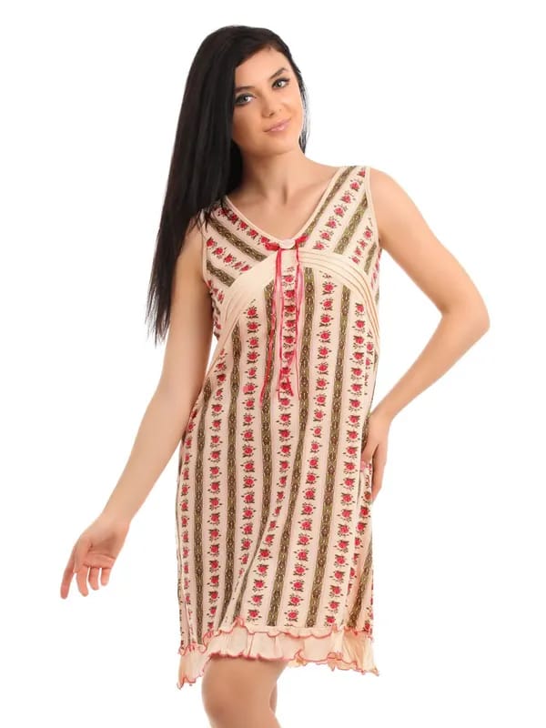 Red Rose Women Peach Nightdress