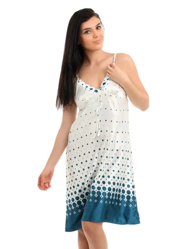 Red Rose Women Cream & Blue Nightdress