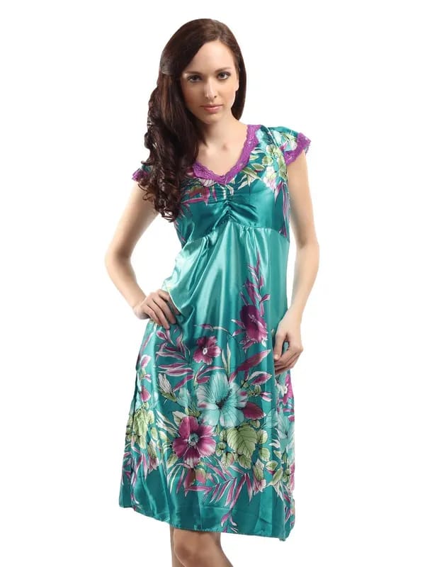 Red Rose Women Blue Nightdress